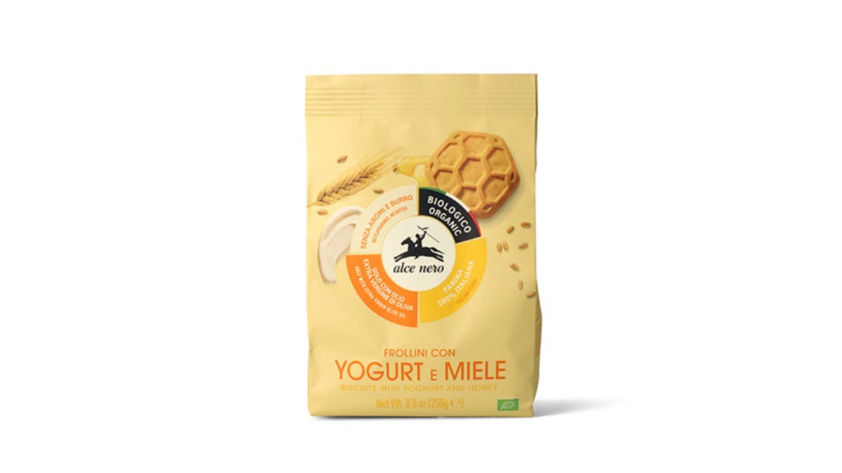 Alce Nero biscuits with yogurt and honey (250 g)