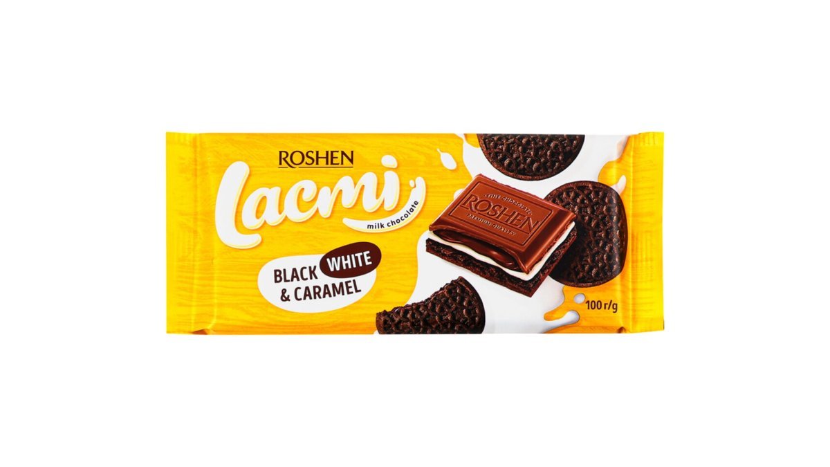 Lakme შოკოლადი milk caramel and cocoa biscuits (100 g)