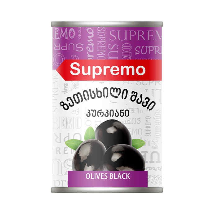 Supremo Black Olives Black Kurkiani (425 gr)