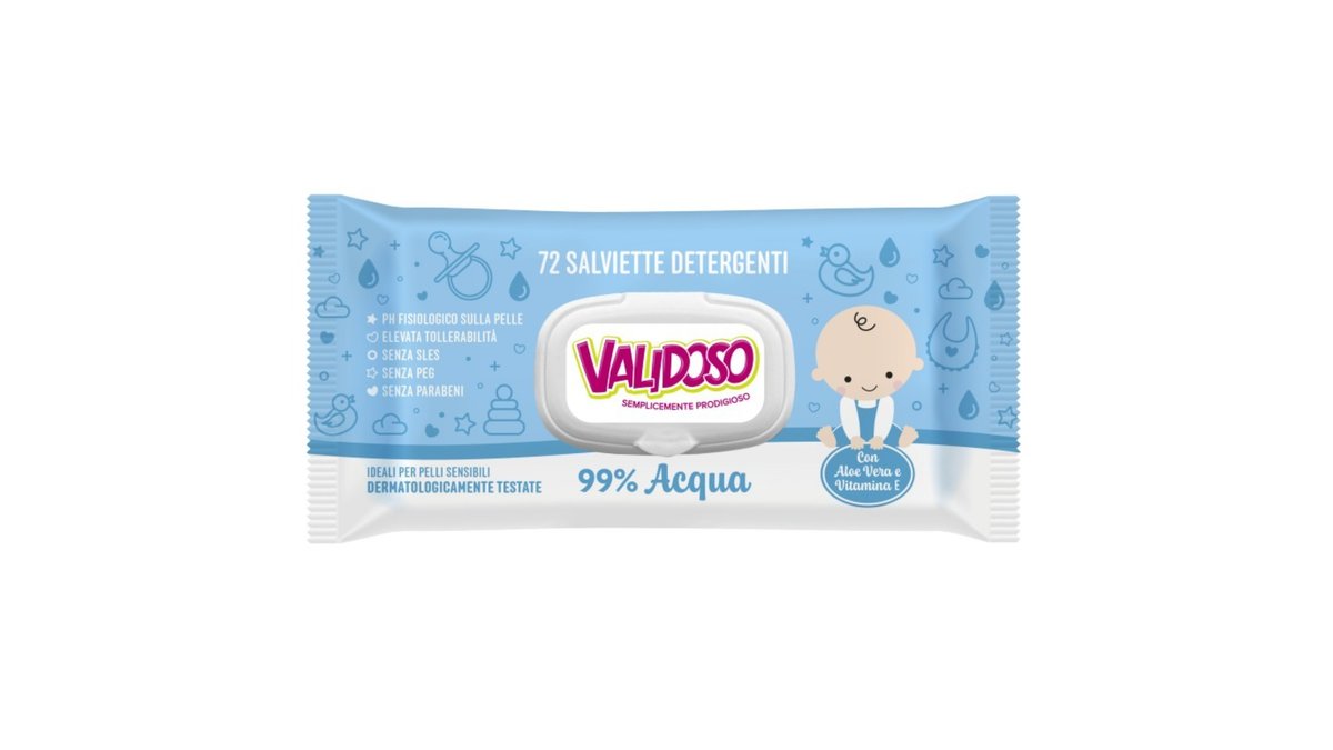 VALIDOSO ბავშვის სველი ხელსახოცები water-based (72 pcs)