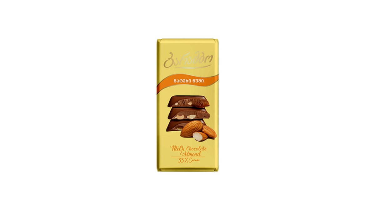 ბარამბო Chocolate რძიანი შოკოლადის ფილა ნატეხი ნუშით (83 გრ)