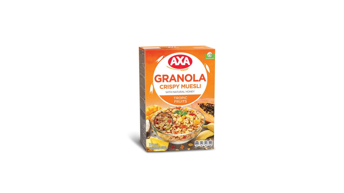 AXA საუზმის მარცვლეული ნაზავი honey and fruit (375 g)