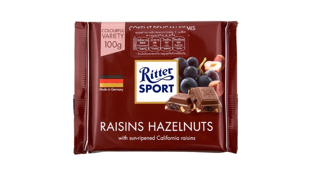 RITTER SPORT Chocolate with raisins and hazelnuts (100 g)