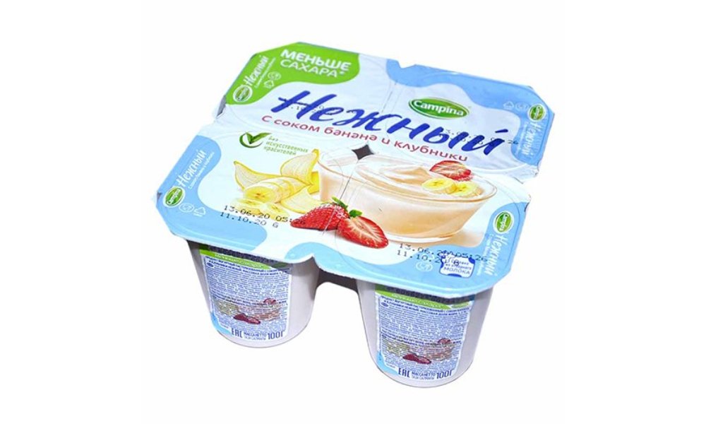 Nezhni Milk Dessert banana/strawberry juice (100 g)